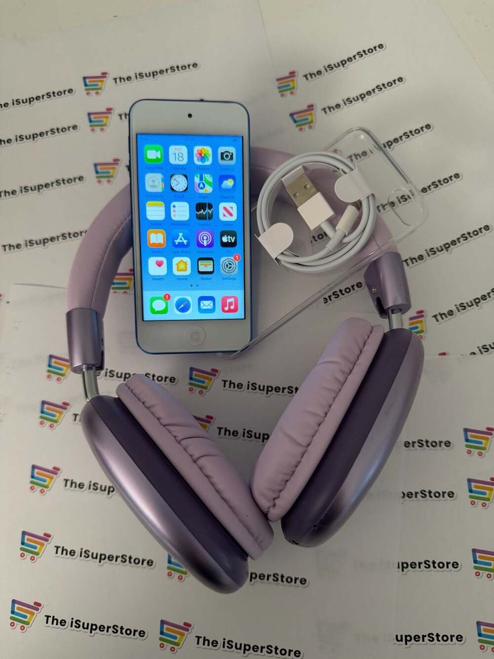 Apple iPod Touch 7th Gen 128GB Blue Bluetooth Headphones 1YR Warranty - Picture 1 of 7